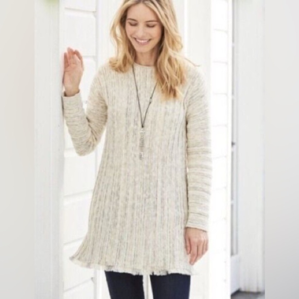 J. Jill Marled Fringe-Hem Tunic Sweater‎